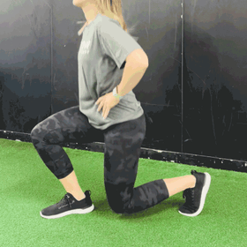 Renew physiotherapist demonstrates jump lunges