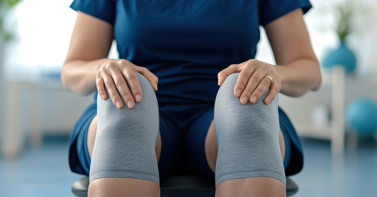 person using compression therapy for muscle recovery and joint stability